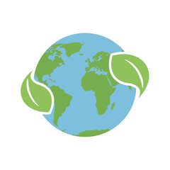 Fototapeta premium Earth with Leaves Icon – Sustainability vector icon