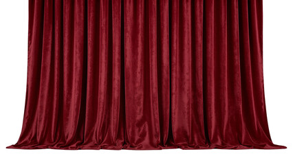Luxurious deep red velvet curtains cascade elegantly creating a rich theatrical ambiance perfect for dramatic reveals or sophisticated event backdrops.