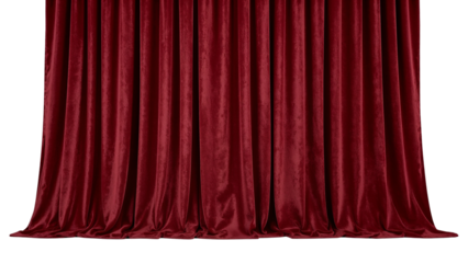 Luxurious deep red velvet curtains cascade elegantly creating a rich theatrical ambiance perfect for dramatic reveals or sophisticated event backdrops.