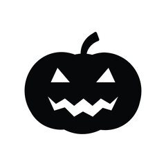Halloween pumpkin scary face silhouette with triangle eyes and zigzag mouth for horror festival icon vector illustration isolated graphic.