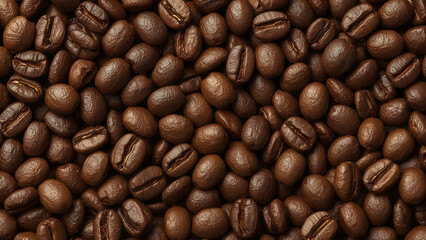 Fototapeta premium Highly Detailed Ultrarealistic Seamless Pattern of Roasted Coffee Beans, Perfect for Cafe Decor, Food Packaging, and Beverage Industry Marketing Materials