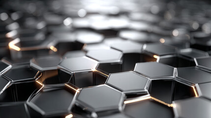 Obraz premium Abstract hexagons shimmer with metallic elegance. Use for technology, futuristic design, science.