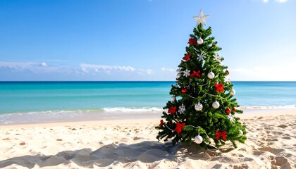 Christmas tree on a beach