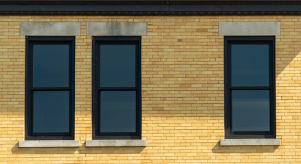 Windows on commercial building in a small town