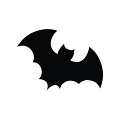 Bat silhouette flying in night sky as icon vector illustration for spooky Halloween scary dark creature animal design symbol.