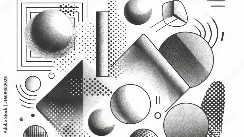 Poster a collection of various objects depicted in a black and white drawing