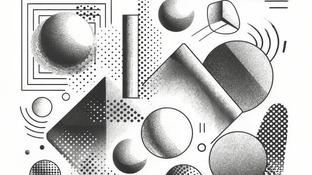 A collection of various objects depicted in a black and white drawing