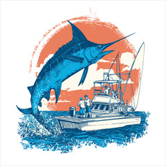 fishing marline vector illustration