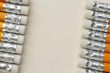 Lots of different pencils big and small, different colours Concept of school and college learning