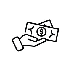 Silhouette of a hand holding a dollar bill