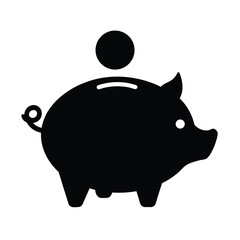 Piggy Bank Silhouette with Coin Dropping