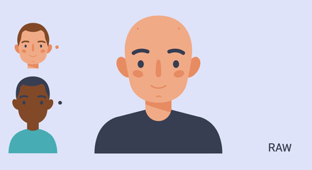 Fototapeta premium Diverse digital user profile avatars illustrating unique identities, crafted for modern online profiles and reflecting the seamless potential of automated character generation.