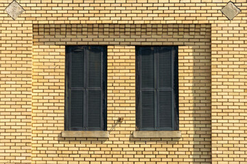 Windows on commercial building in a small town