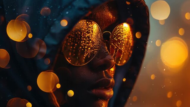 A person wearing a hoodie and sunglasses in a casual setting