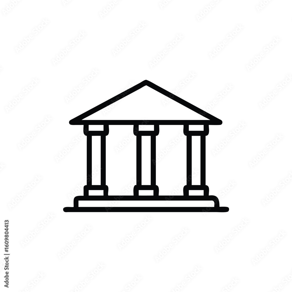 Aufkleber outline icon a classical building with columns pediment architecture