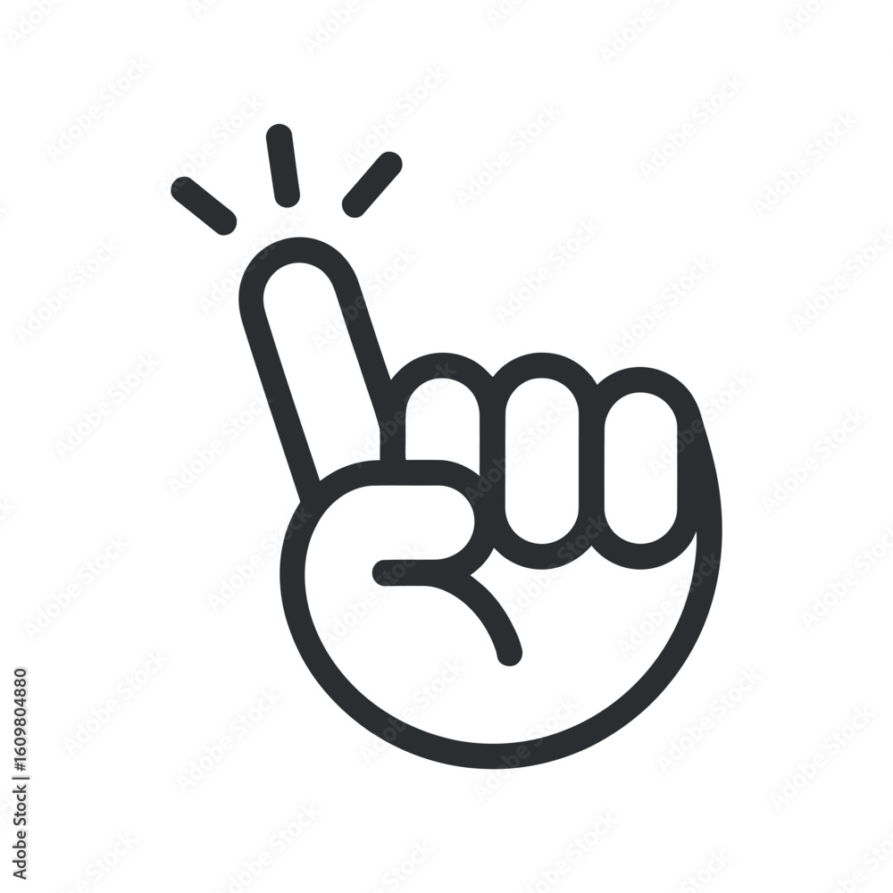 Poster finger pointing up icon hand gesture symbol of attention focus and selection for user interface desi