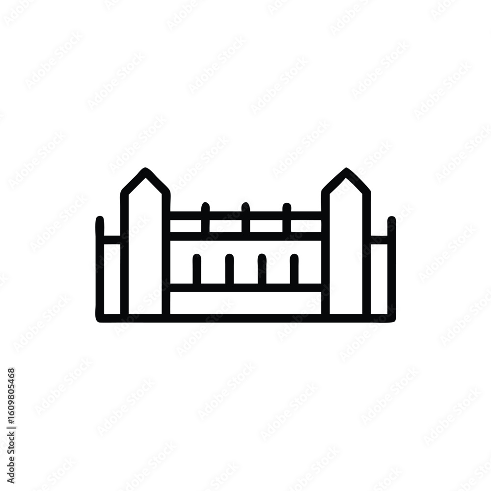 Aufkleber outline icon a simple fence with pointed posts gate boundary