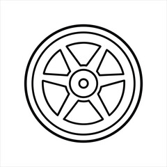 Car Alloy Wheel Line Art Vector Icon