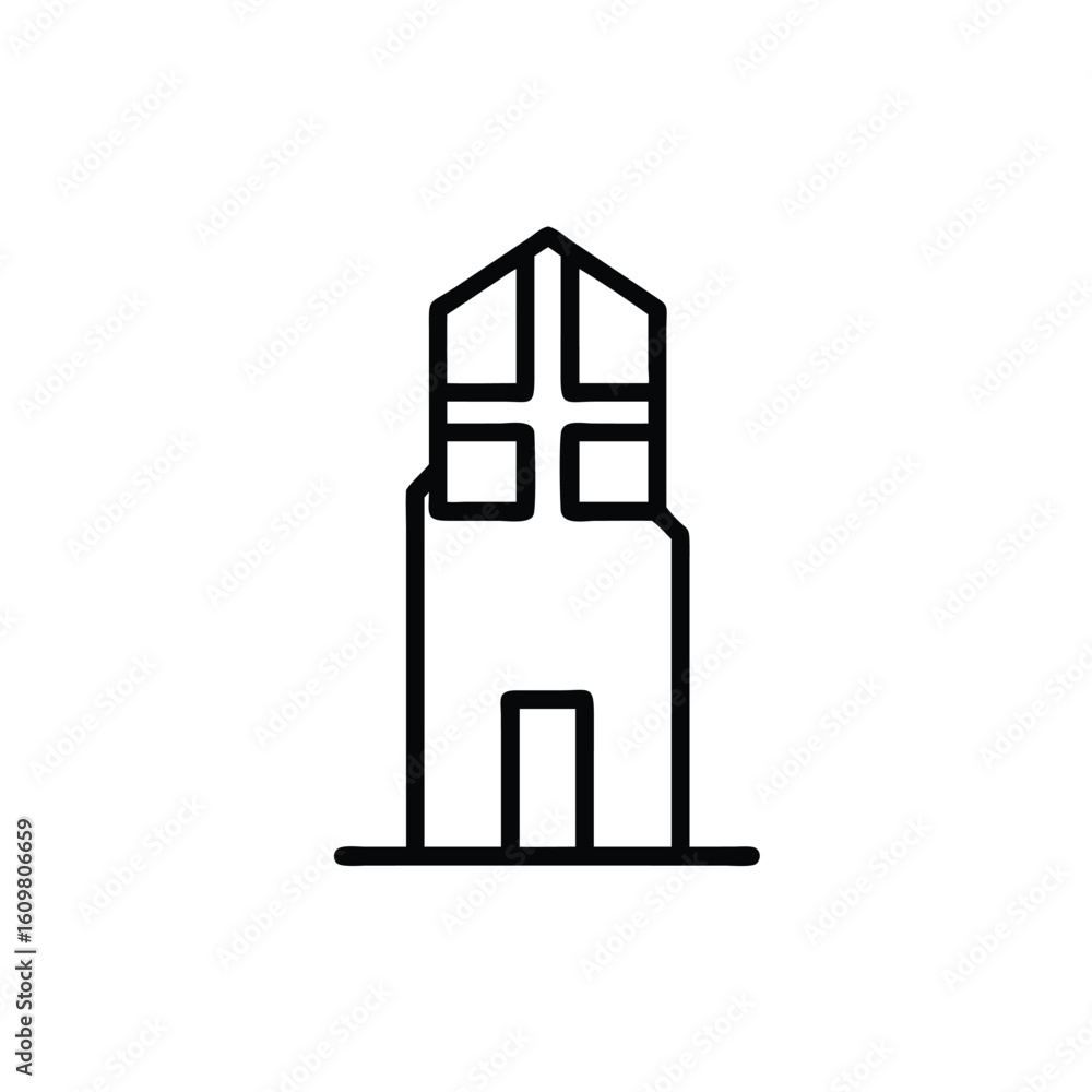 Aufkleber minimalist outline icon a modern tall building with windows architecture