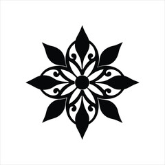 Elegant Floral Badge in Monochrome Line Style