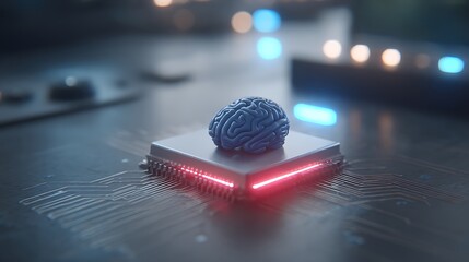 A futuristic AI brain made of circuits and data streams