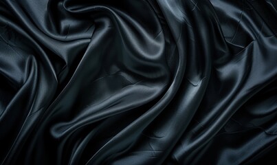 Fototapeta premium Elegant black satin fabric texture background close up fashion and design