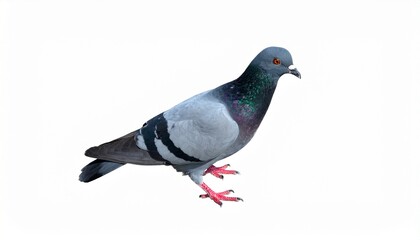 Rock Pigeon, Bird, Avian, Wildlife, Fauna, Feathered, Gray, Isolated, White Background, Animal