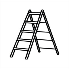 Foldable Stepladder Line Art Vector Illustration