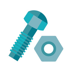screw and nut pair flat vector