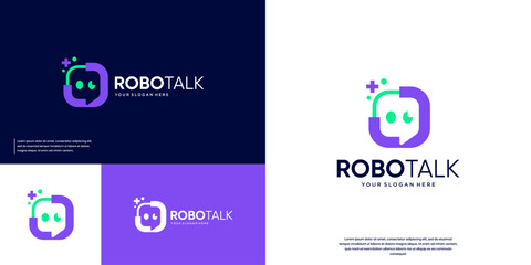 Robot head logo with a futuristic tech style, digital services, vector graphic design.