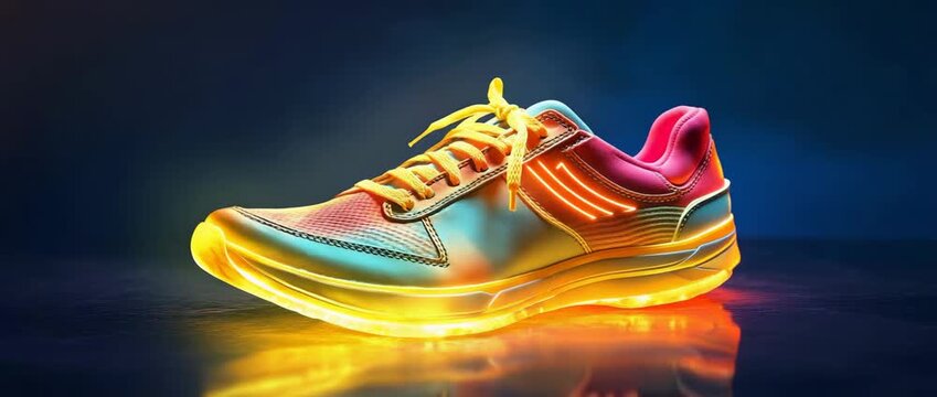 Ultra HD The electrifying sneaker video a vibrant sneaker video glowing sneaker video colorful fire flame around the sneaker video power of a shoe video power of the running shoes video