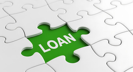 Fototapeta premium The missing loan puzzle piece represents financial solutions