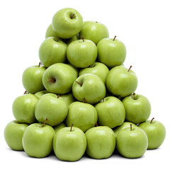 Bunch of green Apples in a pile isolated on transparent background