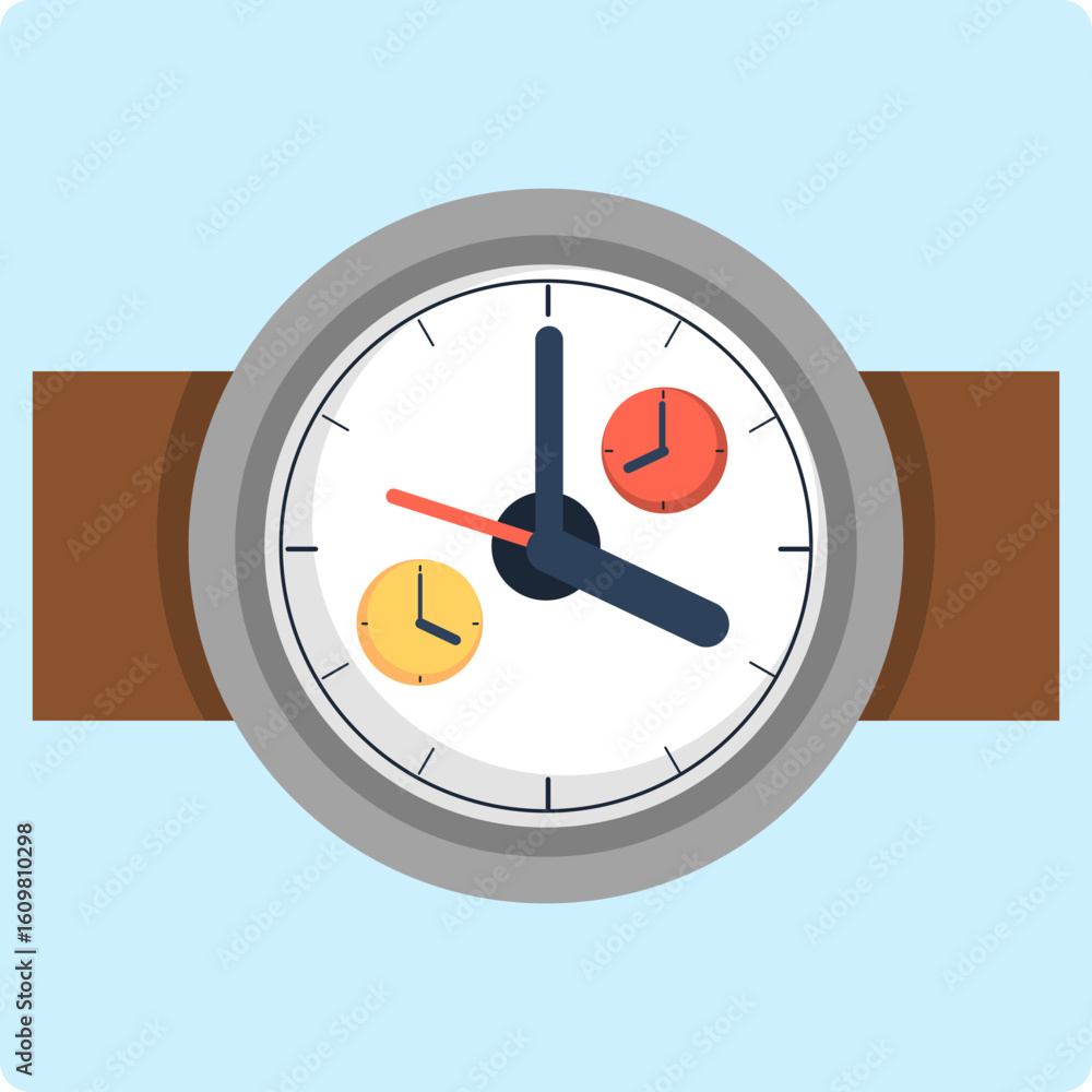 Poster wristwatch with multiple time zones displayed on its face