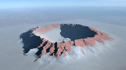 Massive Meteorite Crater – Impact Hole on Earth’s Surface,  power of cosmic events, geological transformation, and natural force.