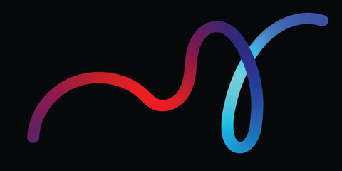 Obraz premium Abstract Colorful Intertwined Lines Design. Dynamic abstract image featuring two intertwined, vibrant lines in a gradient of colors, primarily red, purple, blue, and turquoise, set against a clean whi