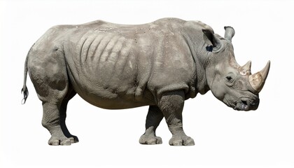 Obraz premium White Rhinoceros Profile View, Thick Skin, Powerful Legs, Large Horn