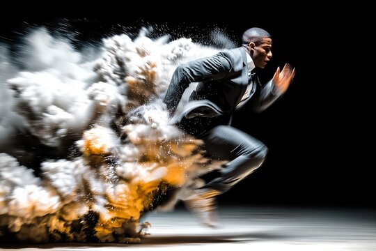 Businessman Running  &ndash; Speed, Power, and Drive Concept,  symbolising ambition, urgency, determination, and unstoppable progress