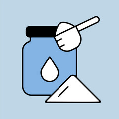 Milk powder canned and spoon vector icon