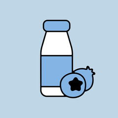 Yoghurt bottle with flavor blueberry vector icon