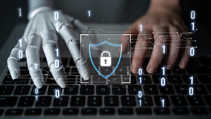 AI artificial intelligence strengthens cybersecurity with intelligent threat detection, virtual...
