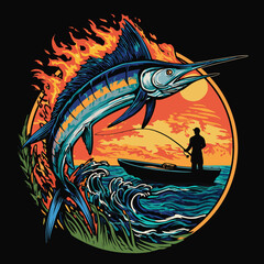 fishing marline vector illustration