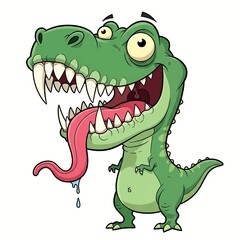 Funny Cartoon T-Rex With Oversized Teeth Illustration