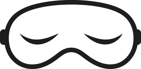 Black outline sleep mask with closed eyes icon eye mask sleeping