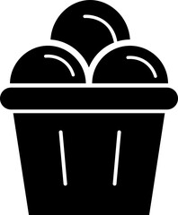 Ice cream silhouette icon. Ice cream icon clipart in cup, glass isolated on transparent background. Vector element for minimal summer design, sweet snack illustration or logo.