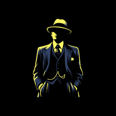 big boss mafia silhouette hat  suit coat