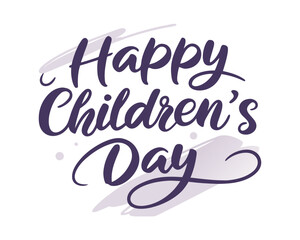 Happy Childrens Day Calligraphy Design Festive Greeting