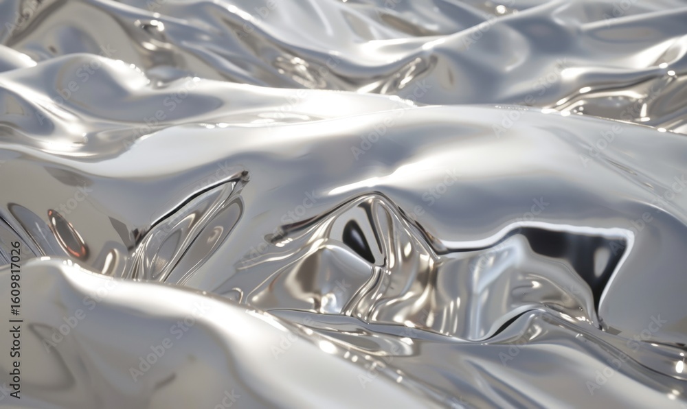 Aufkleber metallic silver abstract background with smooth shiny wave texture design