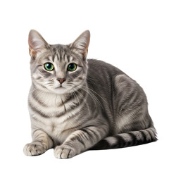 Obraz premium Gray tabby cat resting on black backdrop