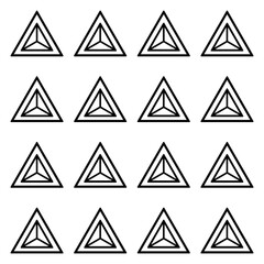 A seamless pattern of layered black triangles, containing smaller concentric triangles within them, creating a geometric motif.